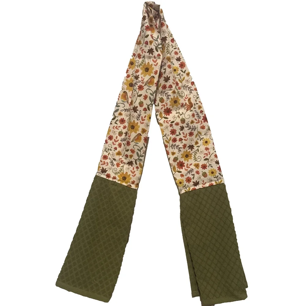 Farmhouse Green Floral Kitchen Towel Boa 34